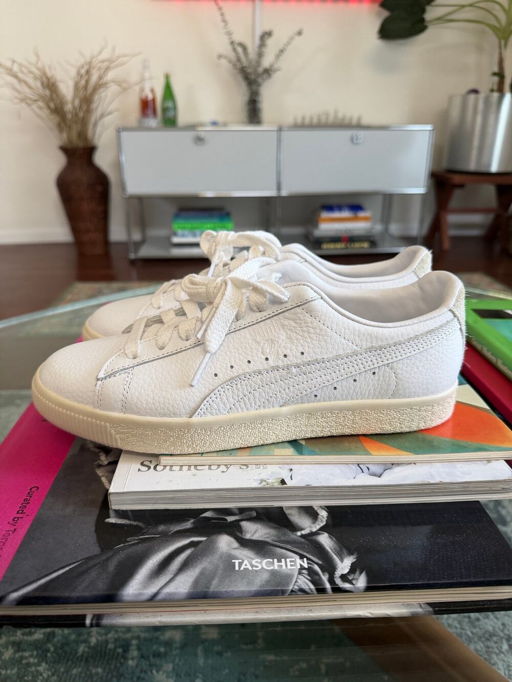 Puma Clyde Premium White Leather Frosted Ivory 394834-01